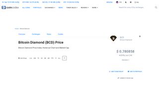 
                            11. Bitcoin Diamond (BCD) Price, Chart, Value & Market Cap | CoinCodex