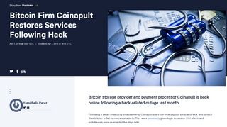 
                            10. Bitcoin Firm Coinapult Restores Services Following Hack - CoinDesk