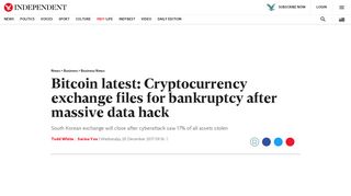 
                            12. Bitcoin latest: Cryptocurrency exchange files for bankruptcy after ...