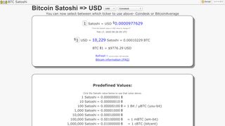 
                            1. Bitcoin Satoshi => USD
