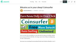 
                            3. Bitcoins as in your sleep! Coinsurfer — Steemit
