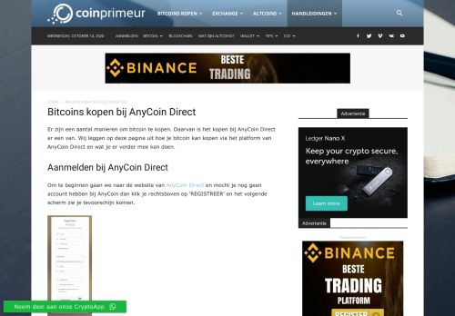 
                            9. Bitcoins kopen bij AnyCoin Direct | CoinPrimeur