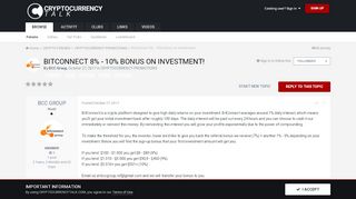 
                            7. BitConnect 8% - 10% bonus on investment! - PROMOTIONS / OFF-SITE ...