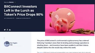 
                            13. BitConnect Investors Left in the Lurch as Token's Price Drops 90 ...