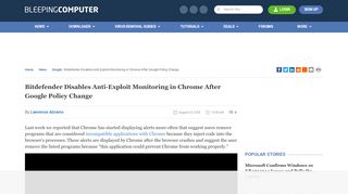 
                            11. Bitdefender Disables Anti-Exploit Monitoring in Chrome After Google ...