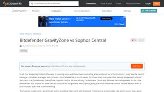 
                            13. Bitdefender GravityZone vs Sophos Central - Antivirus - Spiceworks ...