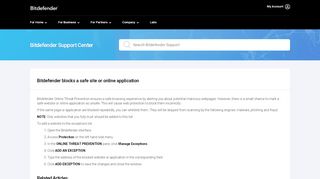
                            10. Bitdefender is blocking a safe website or online application