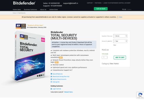 
                            9. Bitdefender Total Security Download – Bitdefender India