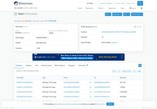 
                            4. BITFINCOIN (BIC) Token Tracker - Etherscan