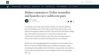 
                            8. Bitfinex announces Tether neutrality and launches new stablecoin pairs