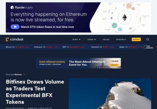 
                            13. Bitfinex Draws Volume as Traders Test Experimental BFX Tokens ...