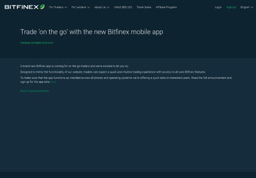 
                            3. Bitfinex - Trade 'on the go' with the new Bitfinex mobile app