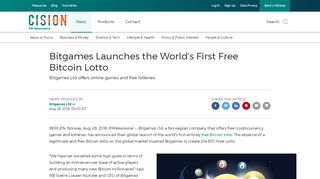 
                            11. Bitgames Launches the World's First Free Bitcoin Lotto - PR Newswire