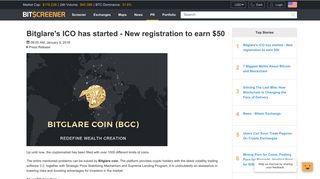 
                            4. Bitglare's ICO has started - New registration to earn $50 - BitScreener ...