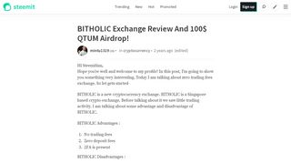 
                            8. BITHOLIC Exchange Review And 100$ QTUM Airdrop! — ...