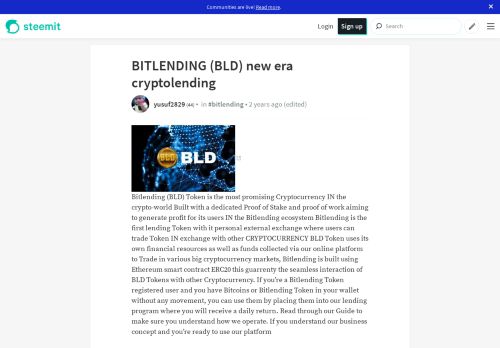 
                            7. BITLENDING (BLD) new era cryptolending — Steemit