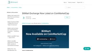 
                            12. BitMart Exchange Now Listed on CoinMarketCap – BitMart