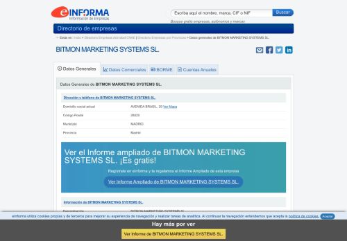 
                            12. Bitmon Marketing Systems Sl. - Consulte CIF y Dirección | eInforma
