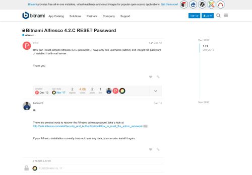 
                            9. Bitnami Alfresco 4.2.C RESET Password - Alfresco - Bitnami Community