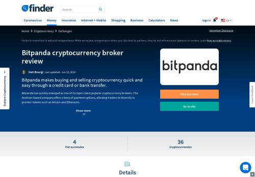 
                            6. Bitpanda review 2019 | Features, fees & more | finder.com