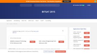 
                            7. BITSAT 2015- Eligibility, Application Form and Dates - Engineering