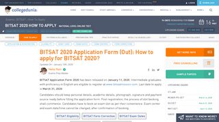 
                            8. BITSAT 2019 Application Form- How to apply for BITSAT?