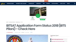 
                            13. BITSAT Application Form Status 2018 (BITS Pilani) – Check Here ...