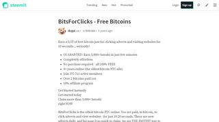 
                            4. BitsForClicks - Free Bitcoins — Steemit