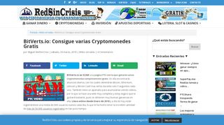 
                            10. BitVerts.io: Consigue varias Cryptomonedes Gratis | RedSinCrisis