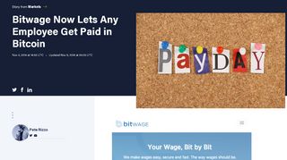 
                            8. Bitwage Now Lets Any Employee Get Paid in Bitcoin - CoinDesk