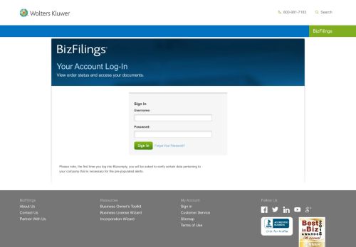 
                            4. BizFilings - Account Log-In | BizFilings