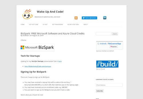 
                            8. BizSpark: FREE Microsoft Software and Azure Cloud Credits | Wake ...