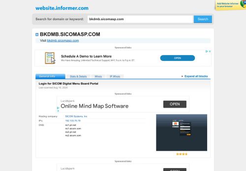 
                            6. bkdmb.sicomasp.com at WI. Login for SICOM Digital Menu Board Portal