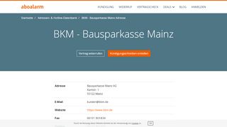 
                            3. BKM - Bausparkasse Mainz Anschrift und Kontaktdaten - Aboalarm