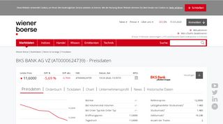 
                            12. BKS BANK AG VZ | Aktie mit Kurs | AT0000624739 - Wiener Börse