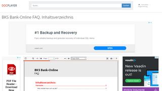 
                            13. BKS Bank-Online FAQ. Inhaltsverzeichnis - PDF - DocPlayer.org