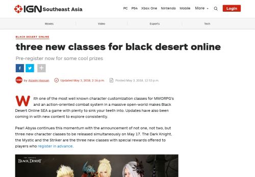 
                            9. Black Desert Online SEA Opens Pre-Registration for 3 New Classes