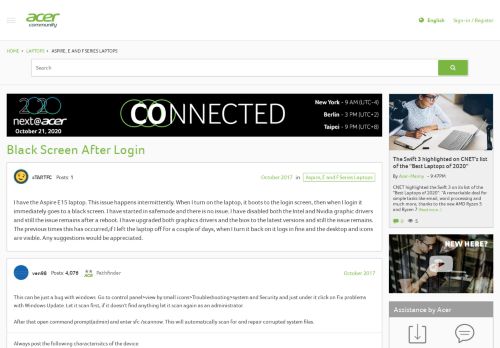 
                            2. Black Screen After Login — Acer Community