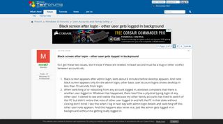 
                            3. Black screen after login - other user gets logged in background ...