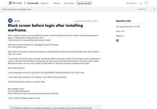 
                            11. Black screen before login after installing warframe. - Microsoft ...