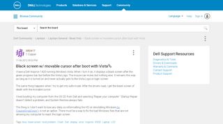 
                            12. Black screen w/ movable cursor after boot with Vista - Dell Community