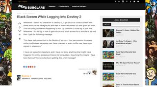 
                            5. Black Screen While Logging Into Destiny 2 - Nerdburglars Gaming