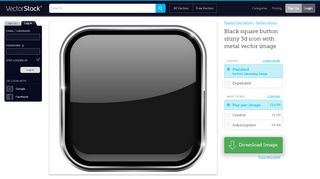 
                            8. Black square button shiny 3d icon with metal Vector Image - VectorStock