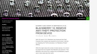 
                            12. Blackberry 10: Remove Anti-Theft Protection from Device | Basics for ...