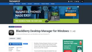 
                            7. BlackBerry Desktop Manager for Windows 7.1.42 Download - TechSpot