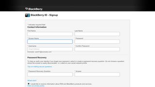 
                            12. BlackBerry ID - Signup