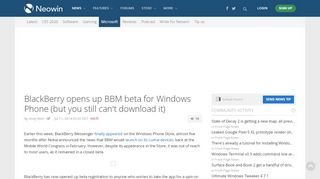 
                            10. BlackBerry opens up BBM beta for Windows Phone (but you still can't ...