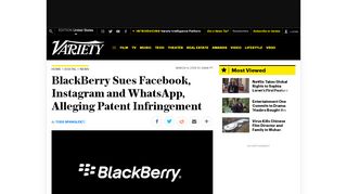 
                            13. BlackBerry Sues Facebook, Instagram and WhatsApp, Alleging ...