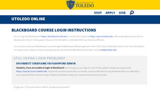 
                            2. Blackboard Course Login Instructions - University of Toledo