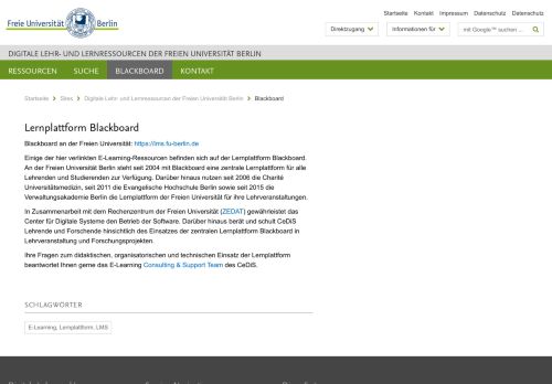
                            3. Blackboard • Digitale Lehr- und Lernressourcen der Freien ...